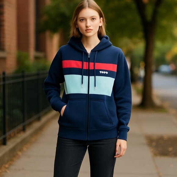 NWT 90s Inspired Levi's Striped Zippered Hoodie Jacket Striped - Picture 1 of 6